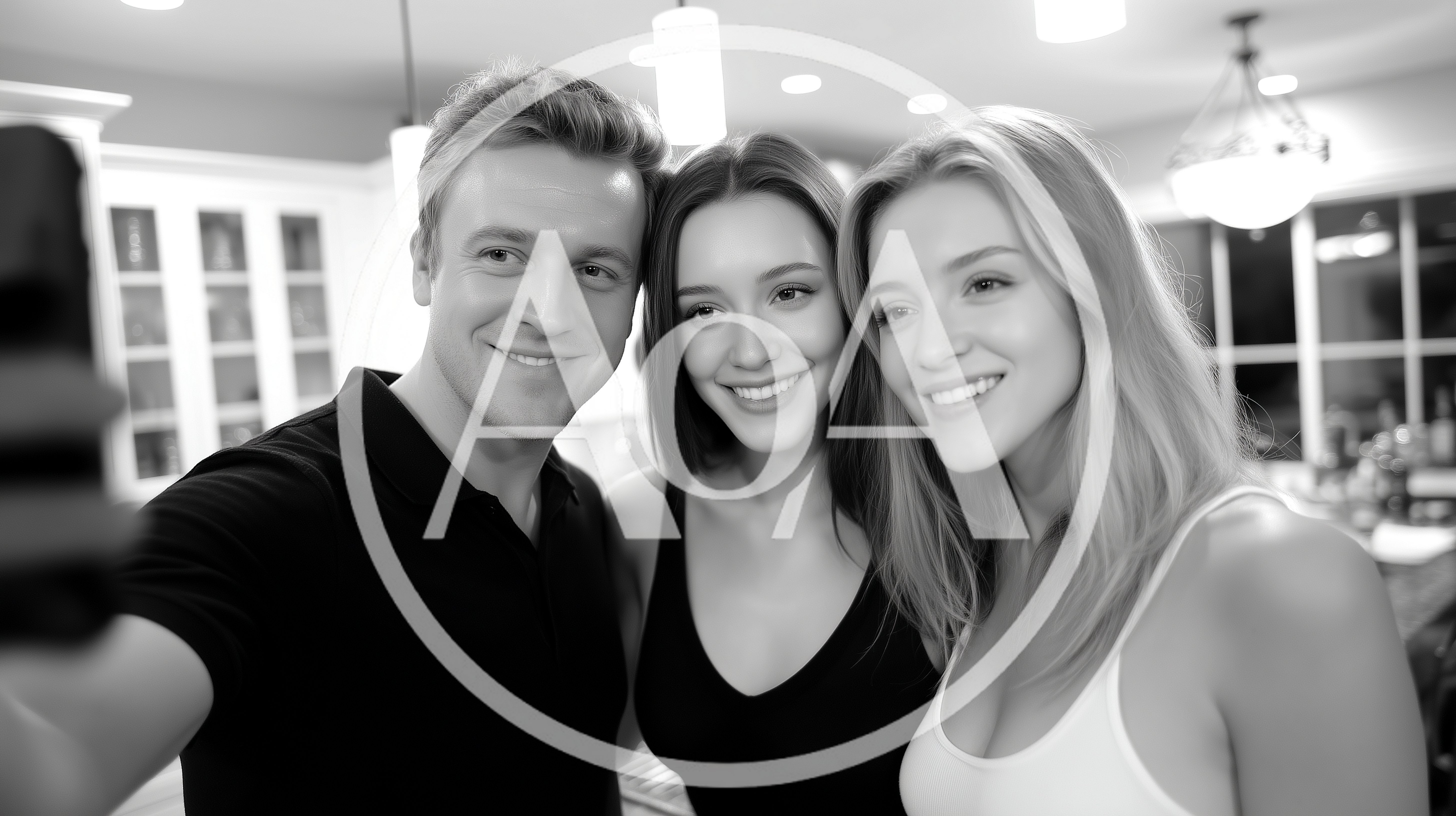 Three Friends Taking A Selfie In A Kitchen