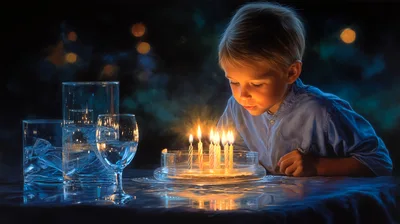 Young Boy Blowing Out Birthday Candles
