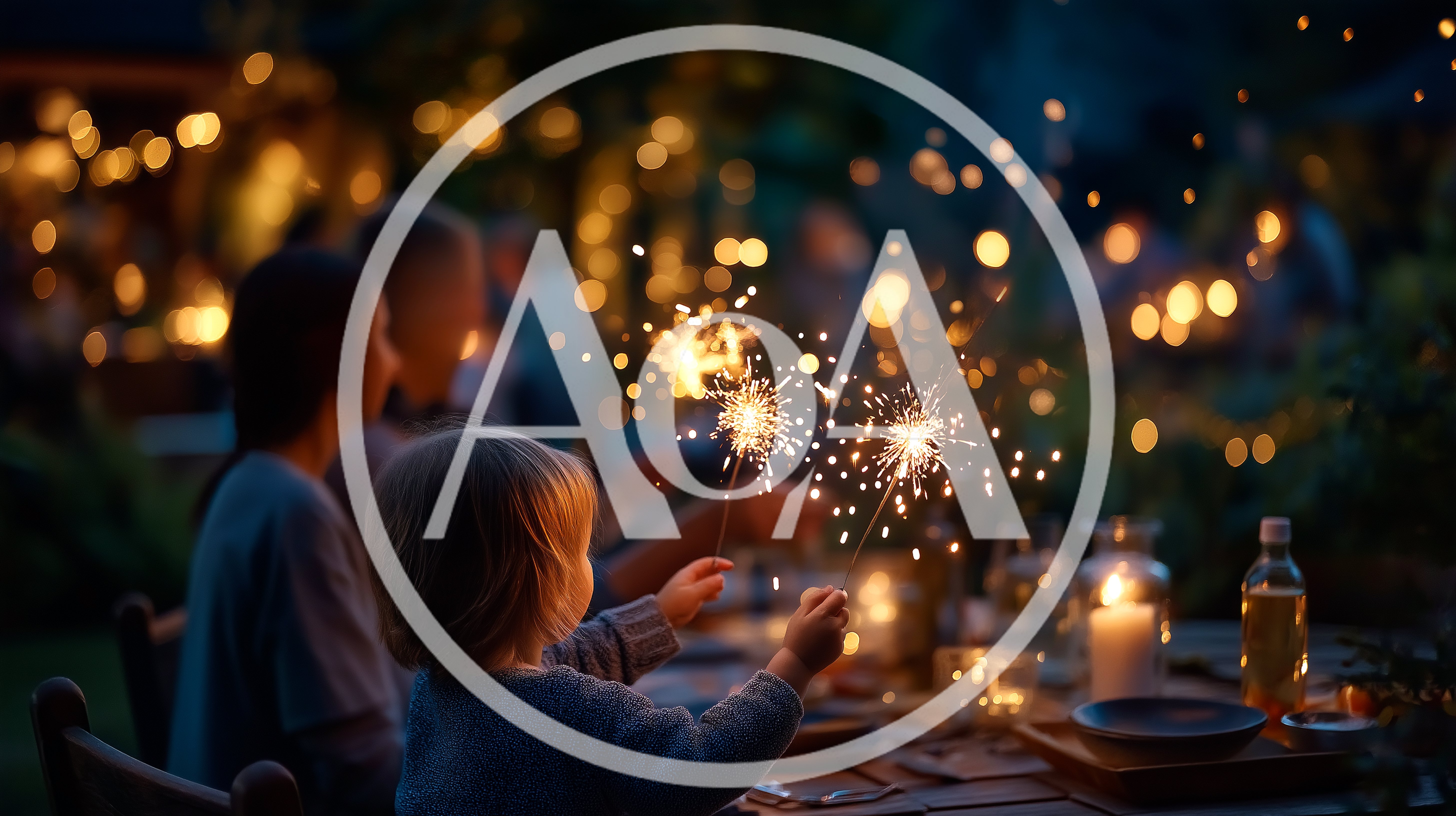 Child Holding Sparklers At An Outdoor Evening Dinner