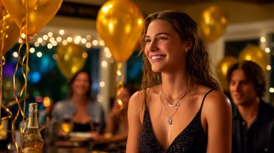 Young Woman Smiling at a Festive Party
