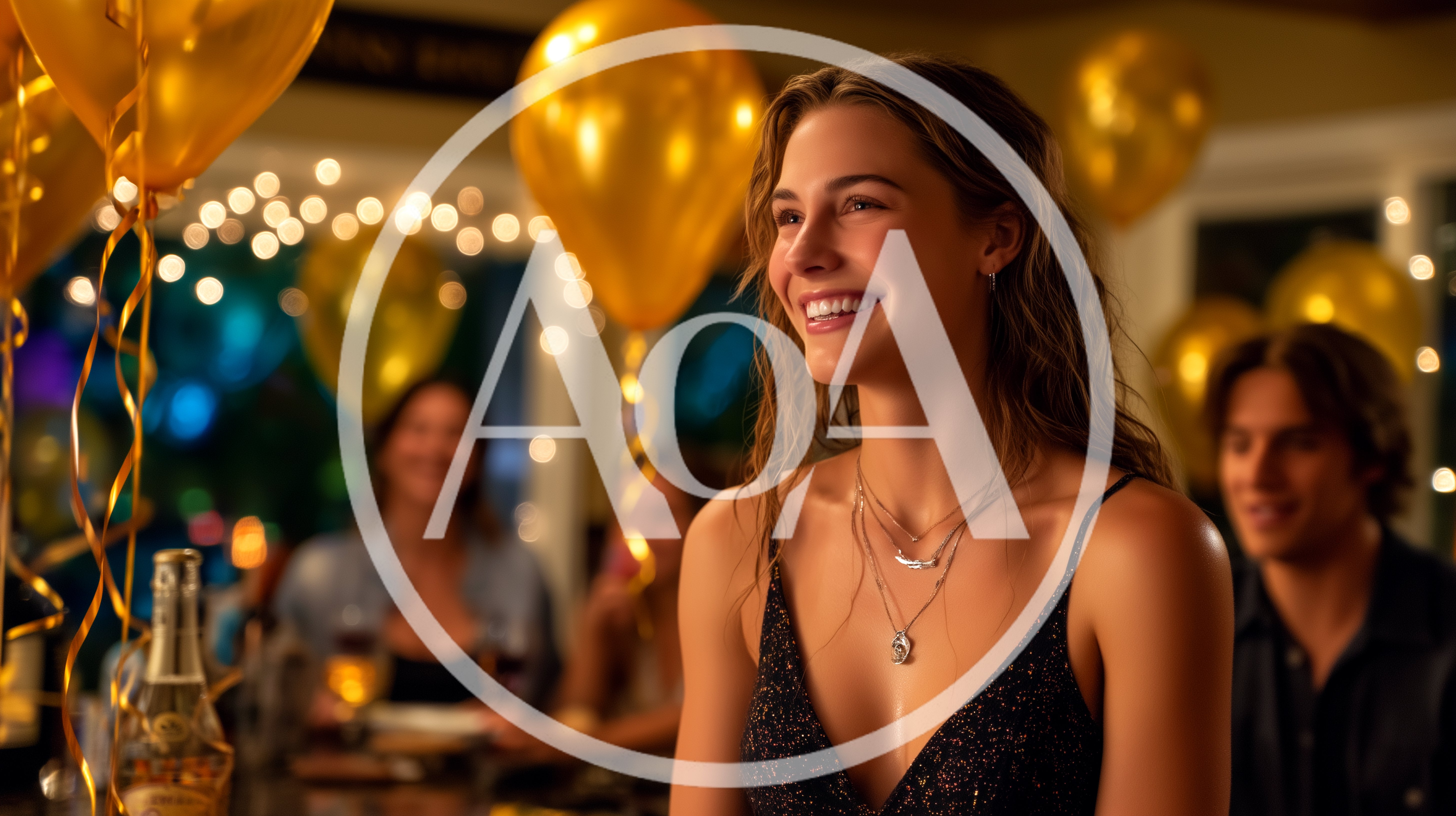 Young Woman Smiling at a Festive Party