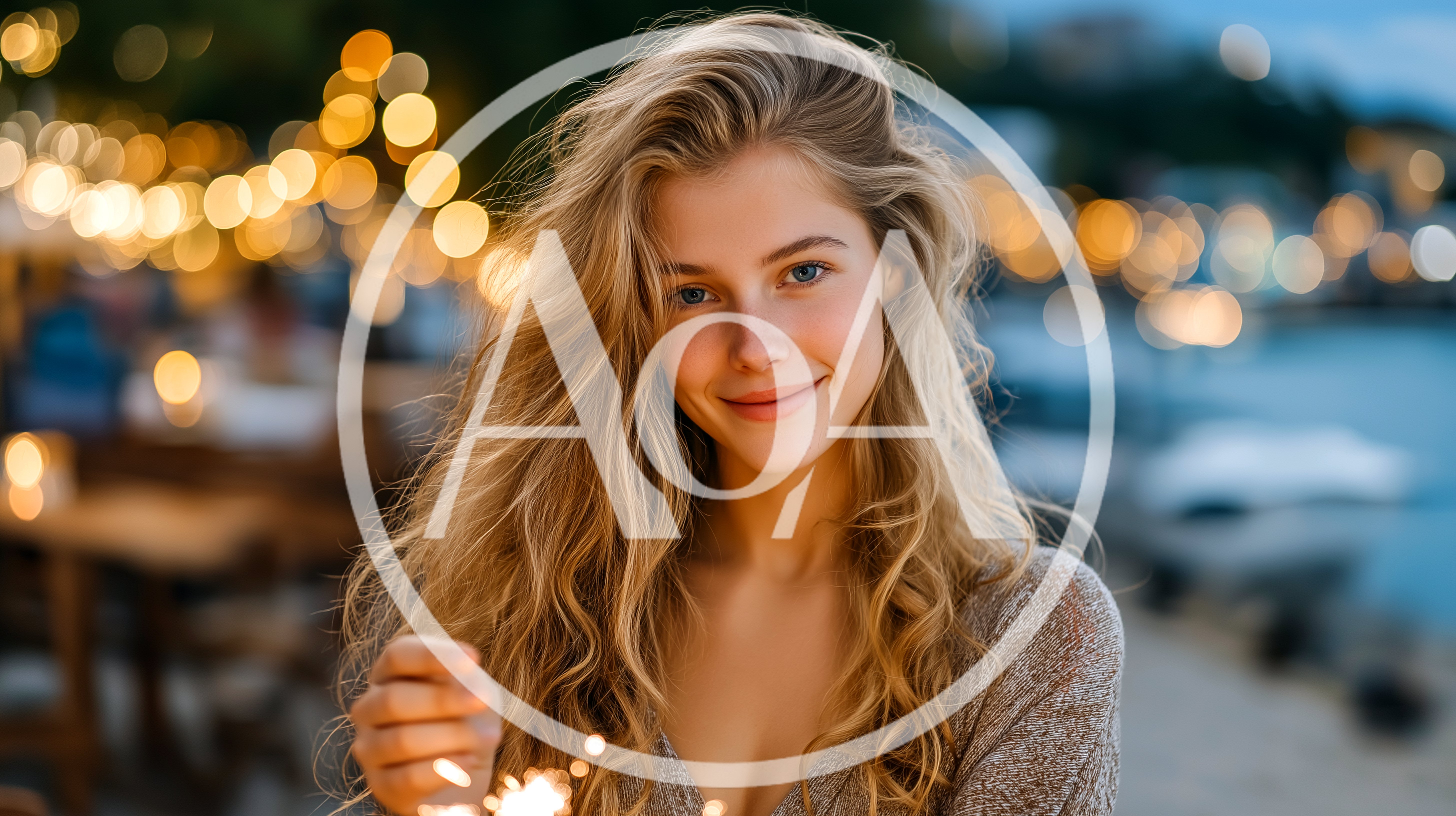 Young Woman Holding A Sparkler At Twilight