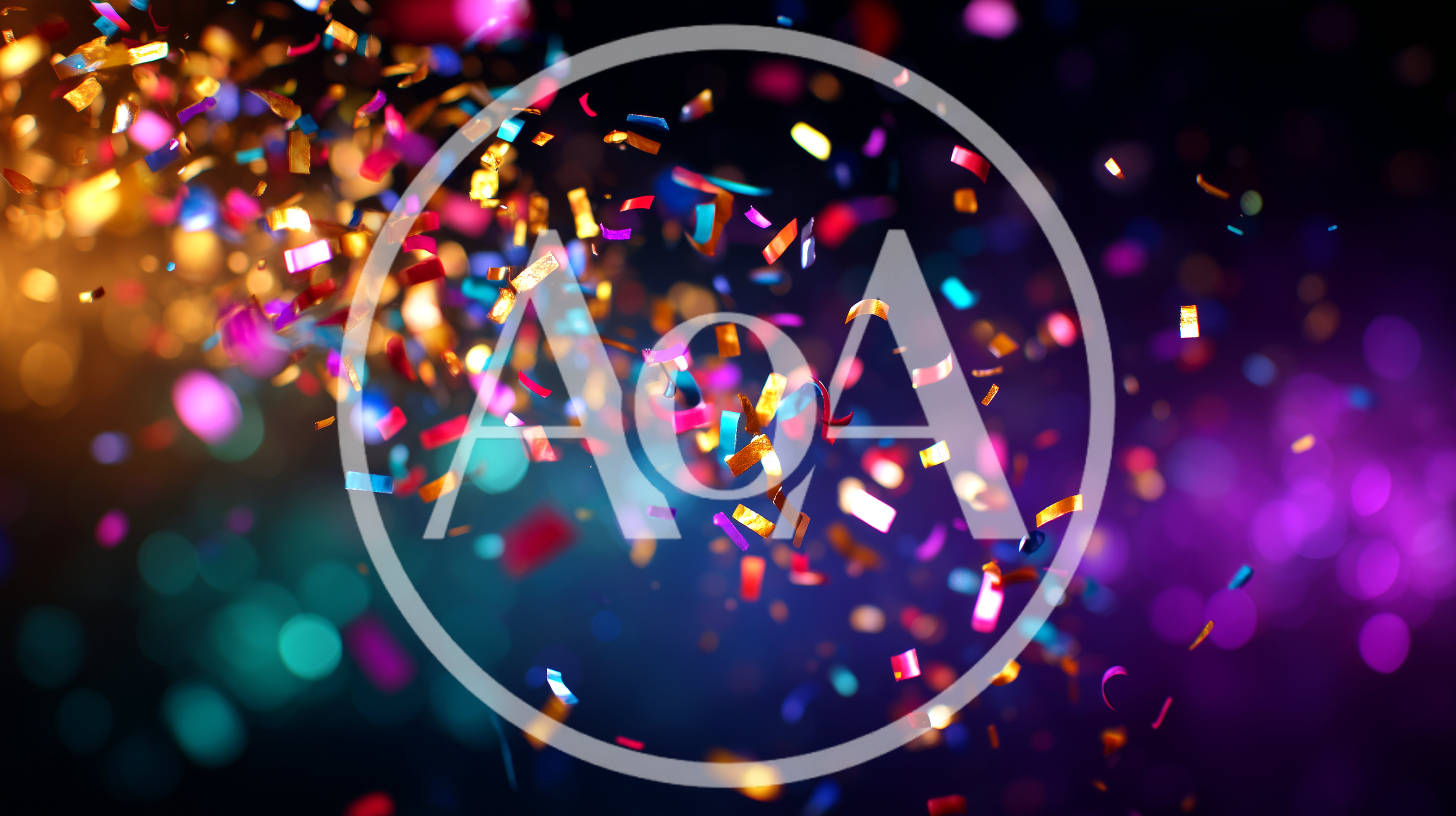 Colorful Confetti Falling Against Dark Blurred Background