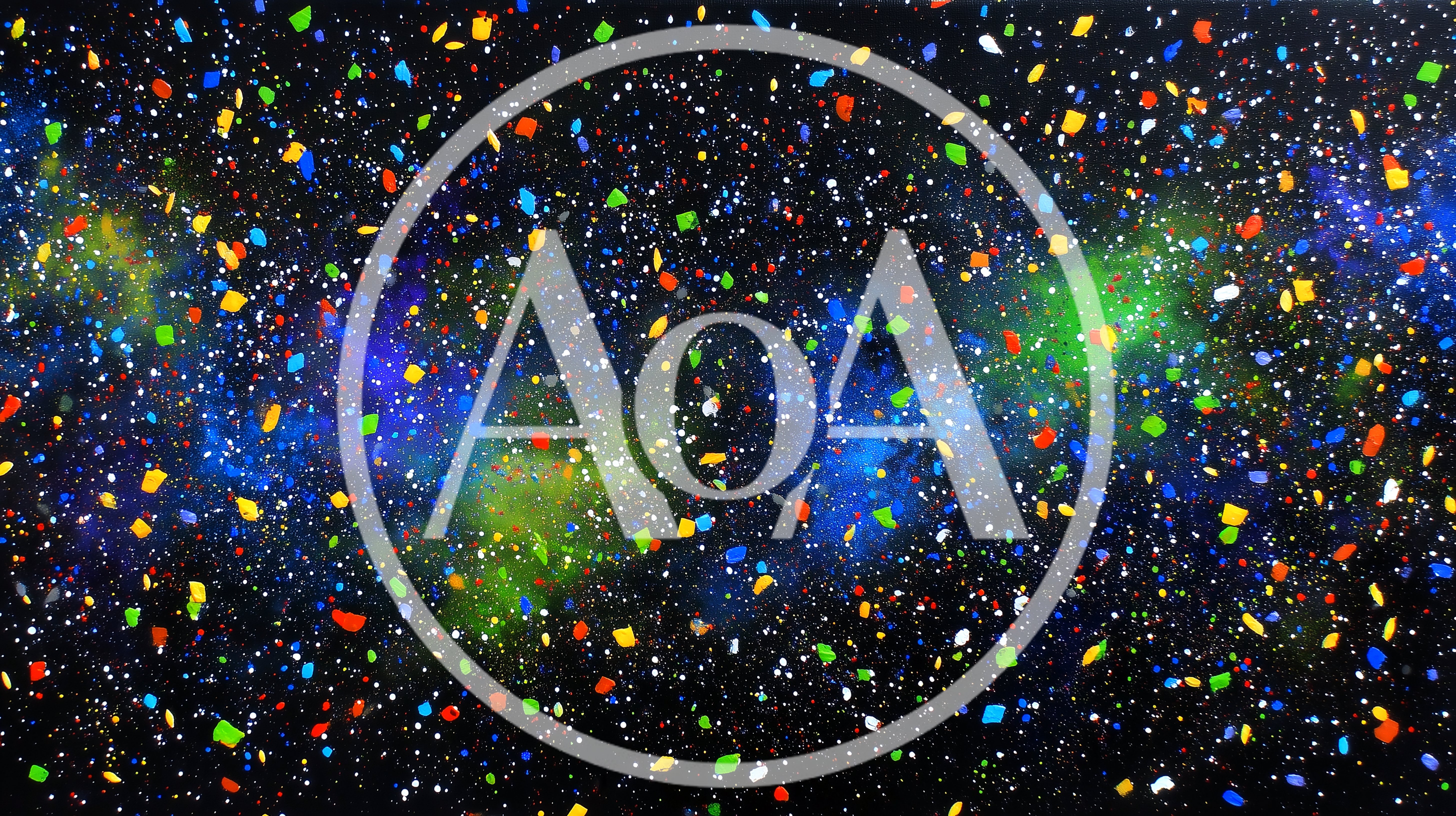 Abstract Painting Of Colorful Confetti In Deep Space