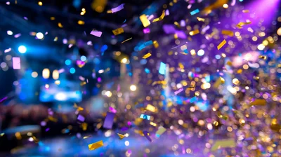 Colorful Confetti Falling During A Festive Celebration