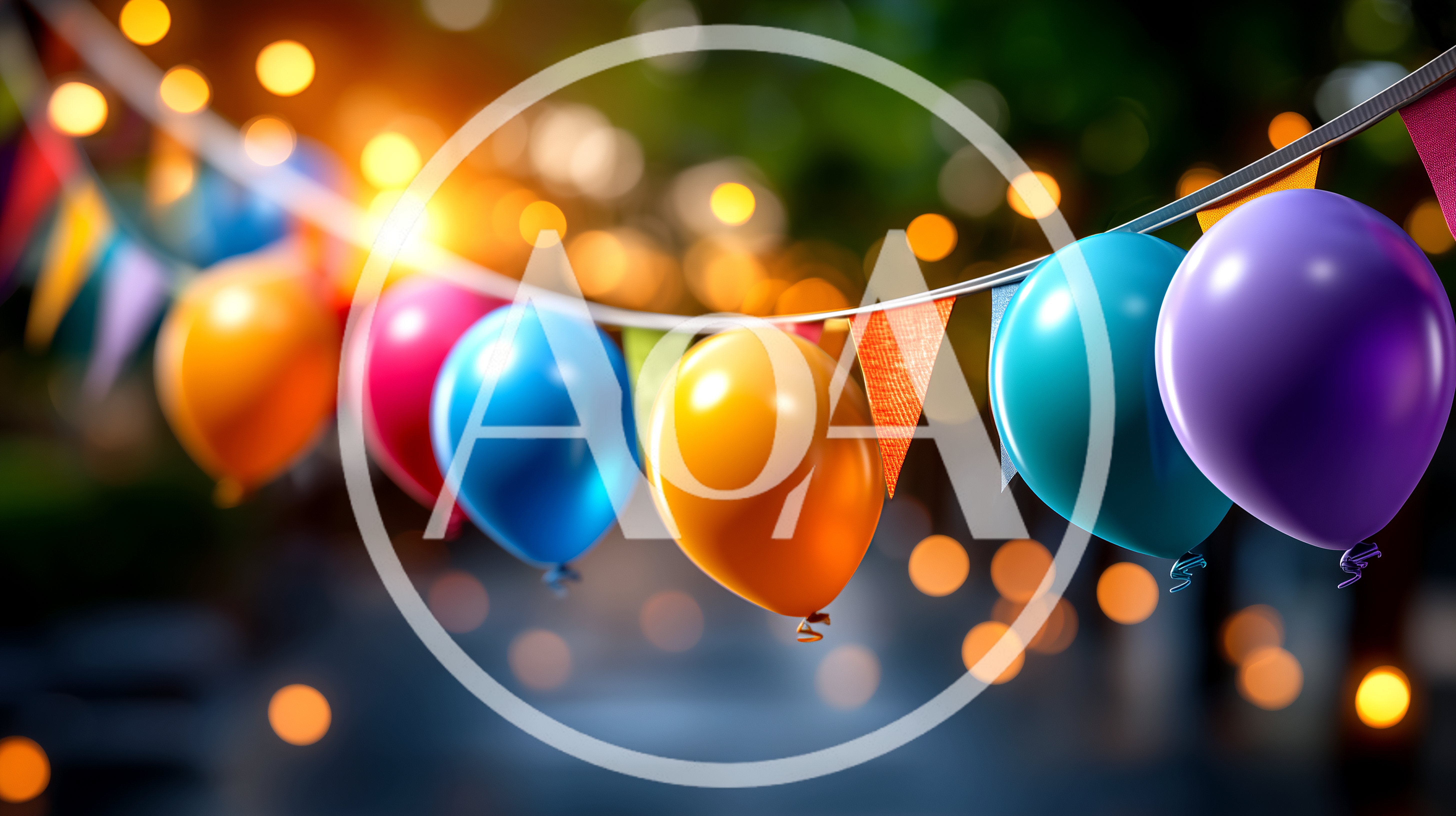 Colorful Party Balloons And Bunting Decorations