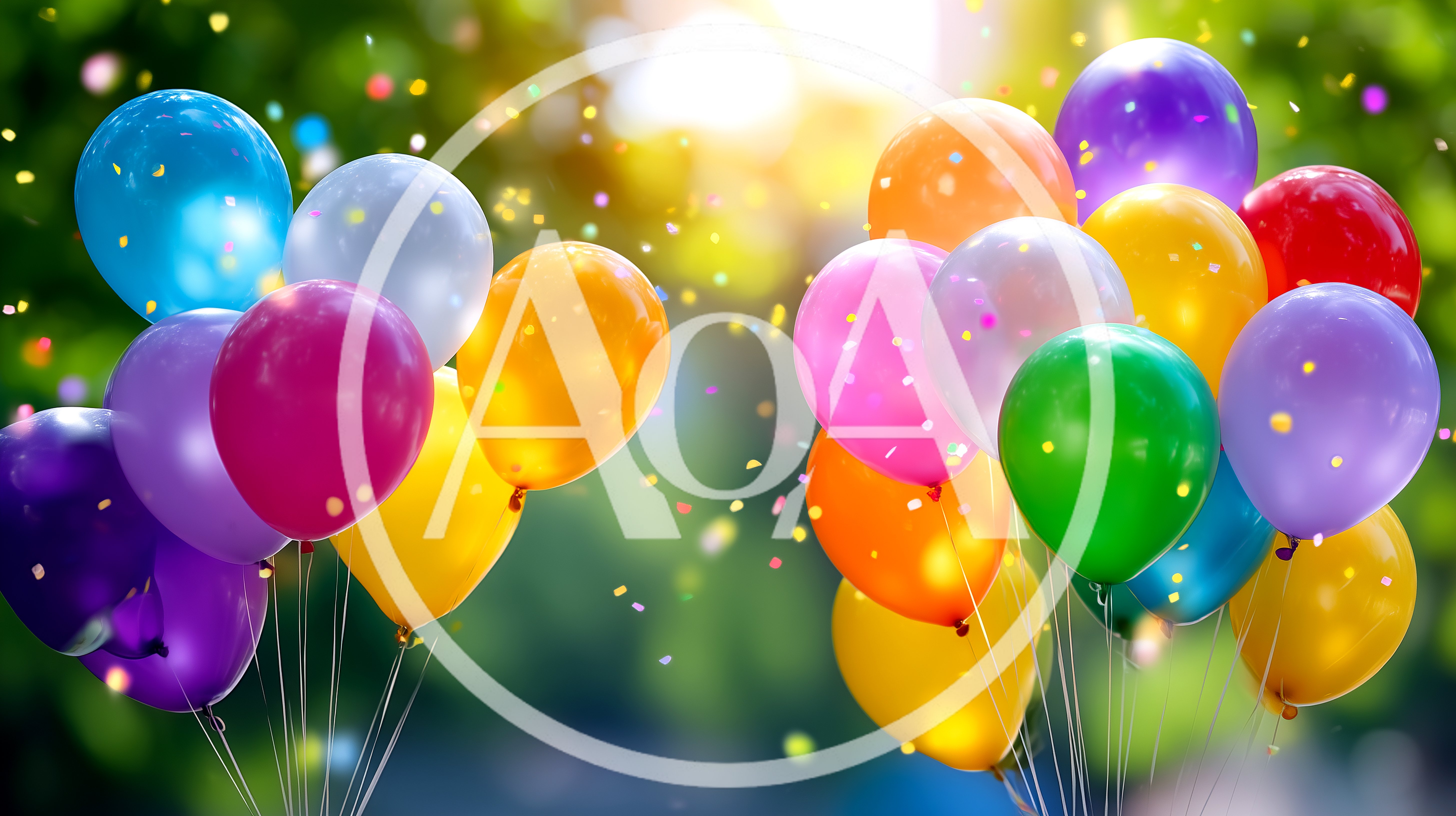 Colorful Balloons Floating Against A Blurred Sunny Background