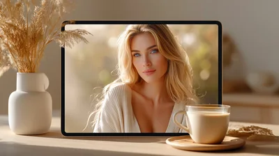 Digital Portrait Displayed on Tablet Screen