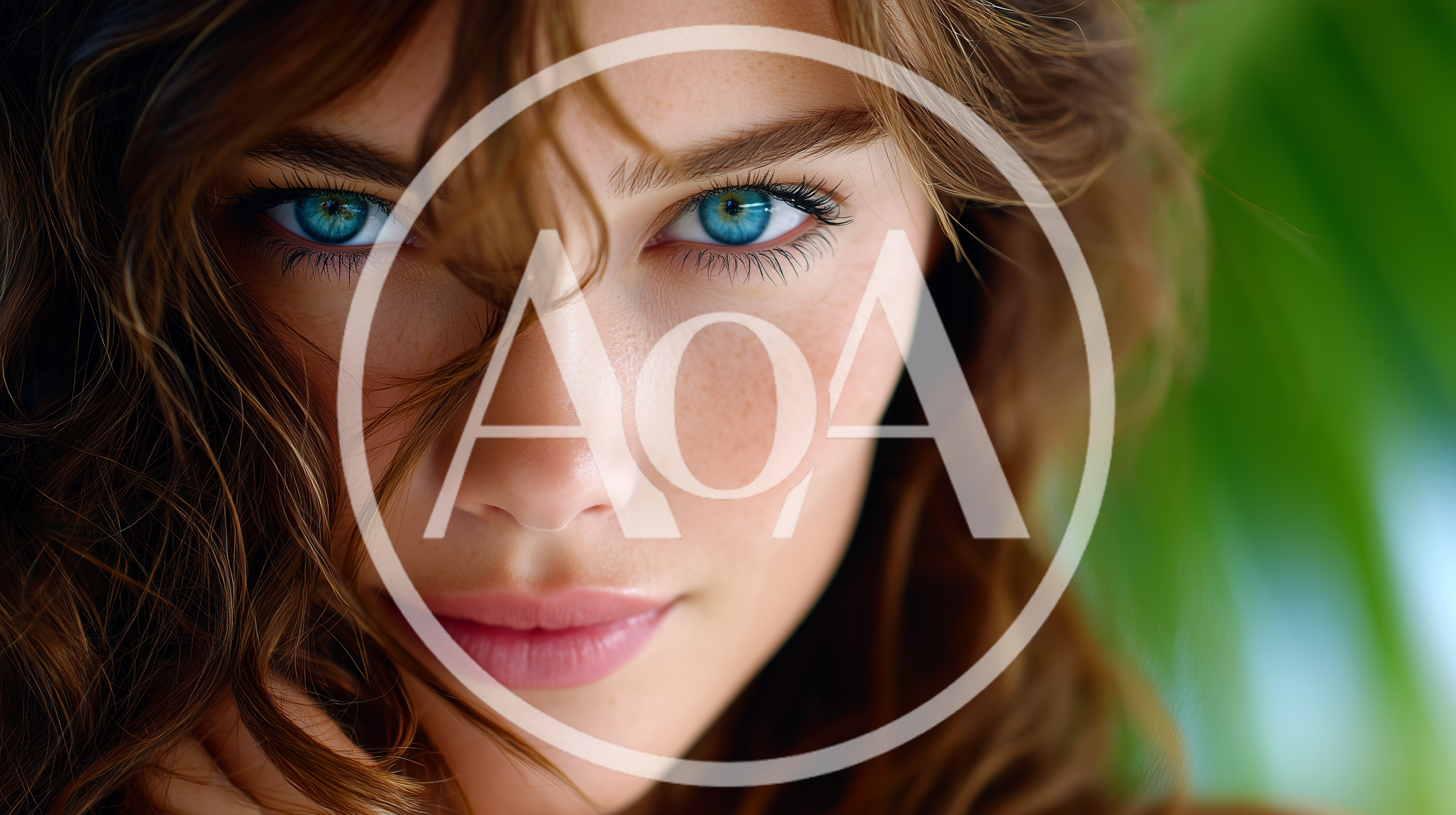 Close Up Portrait Of A Woman With Blue Eyes