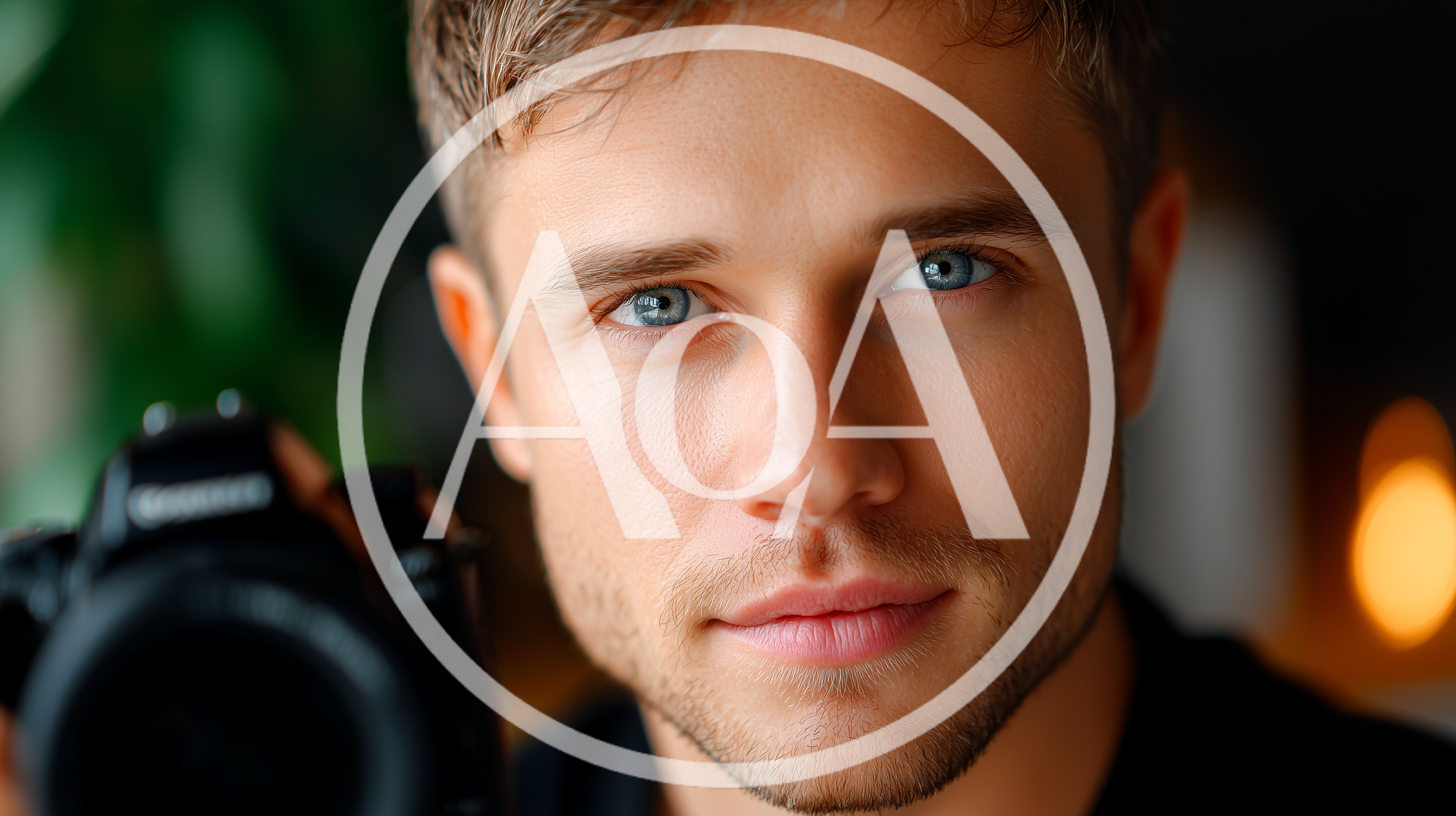 Portrait Of A Young Male Photographer Holding Camera