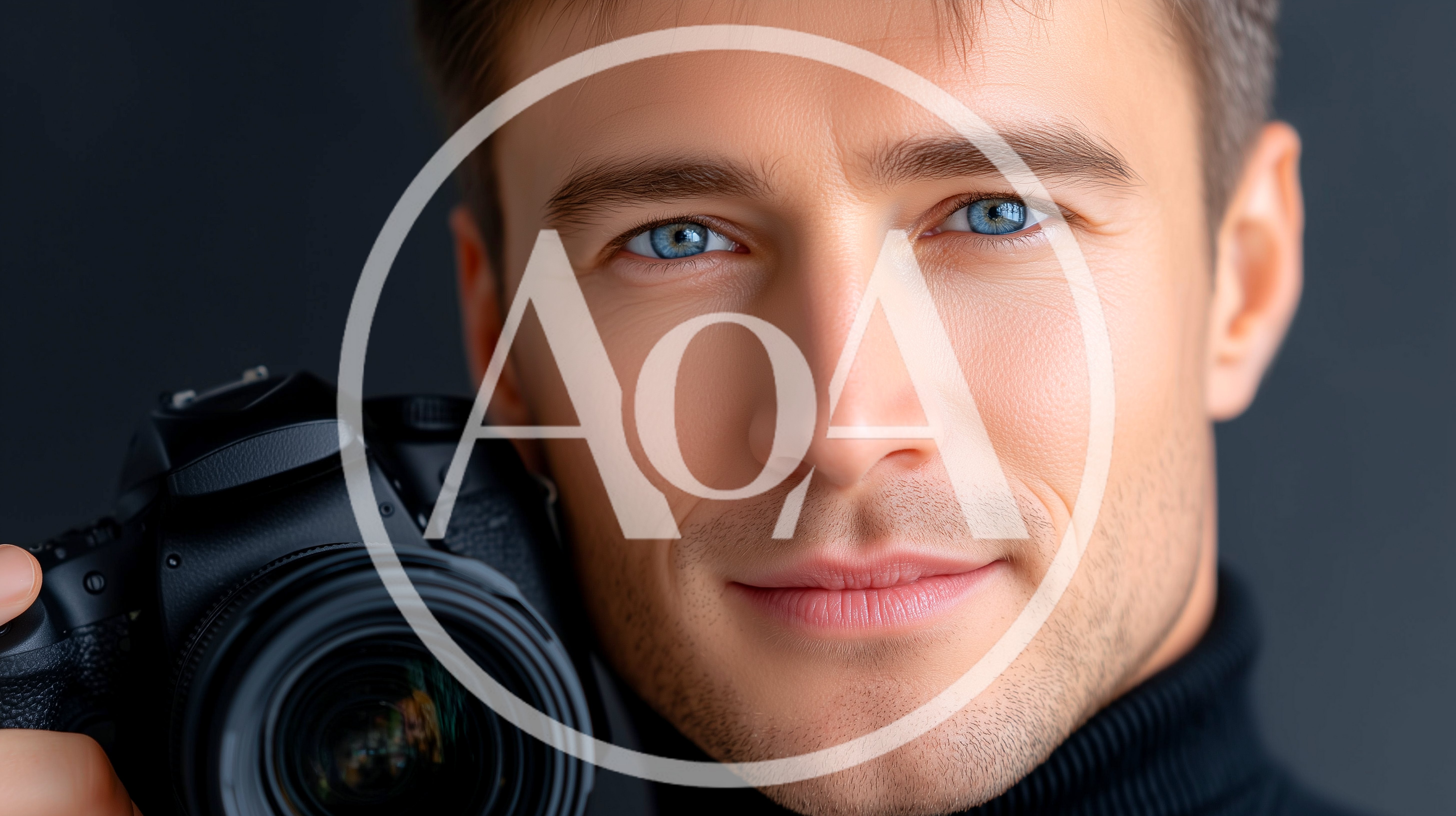 Portrait Of A Handsome Male Photographer Holding Camera