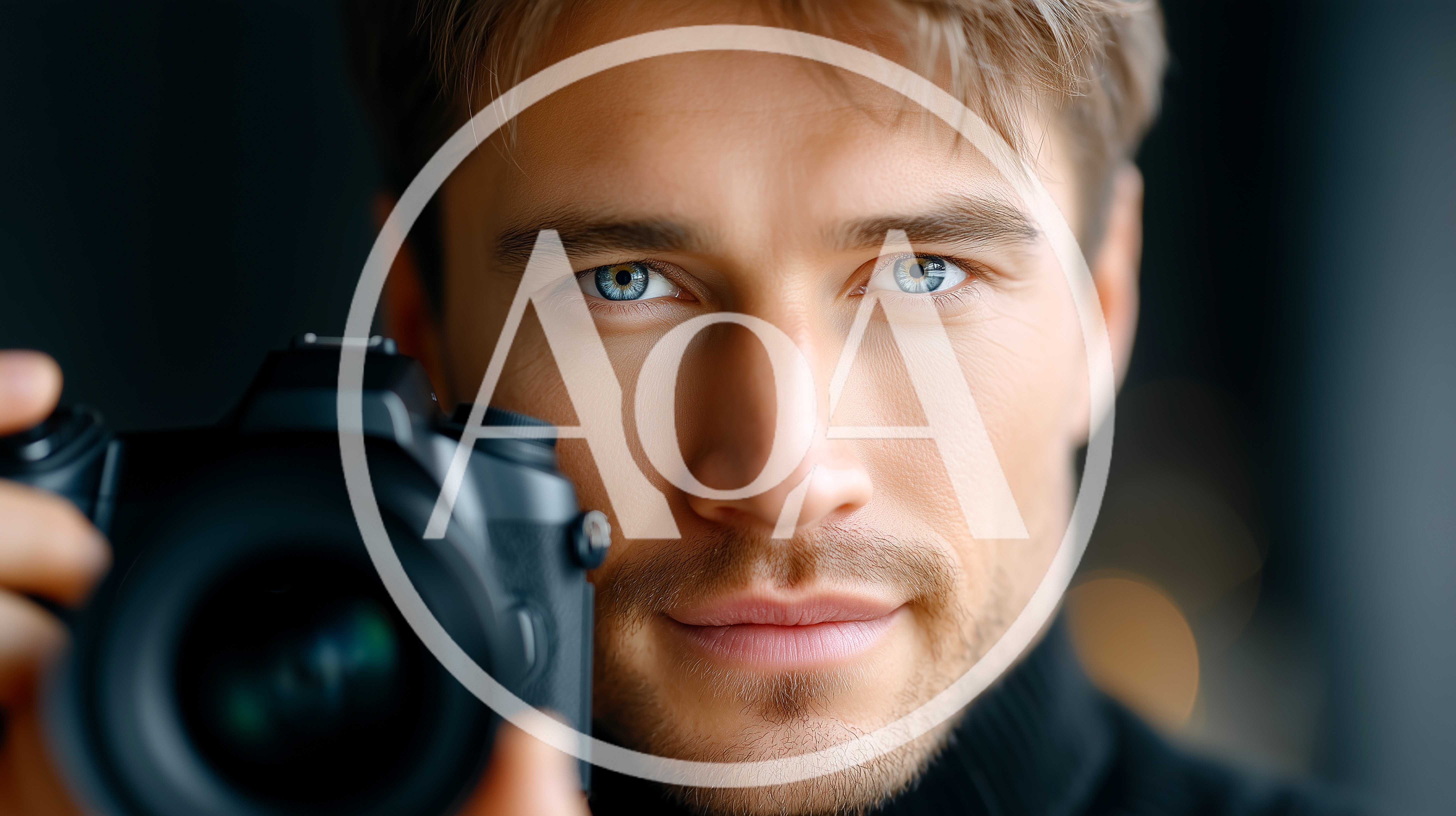 Portrait Of A Handsome Male Photographer Holding A Camera