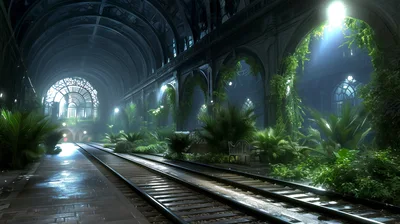 Abandoned Victorian Train Station Overgrown With Lush Tropical Plants