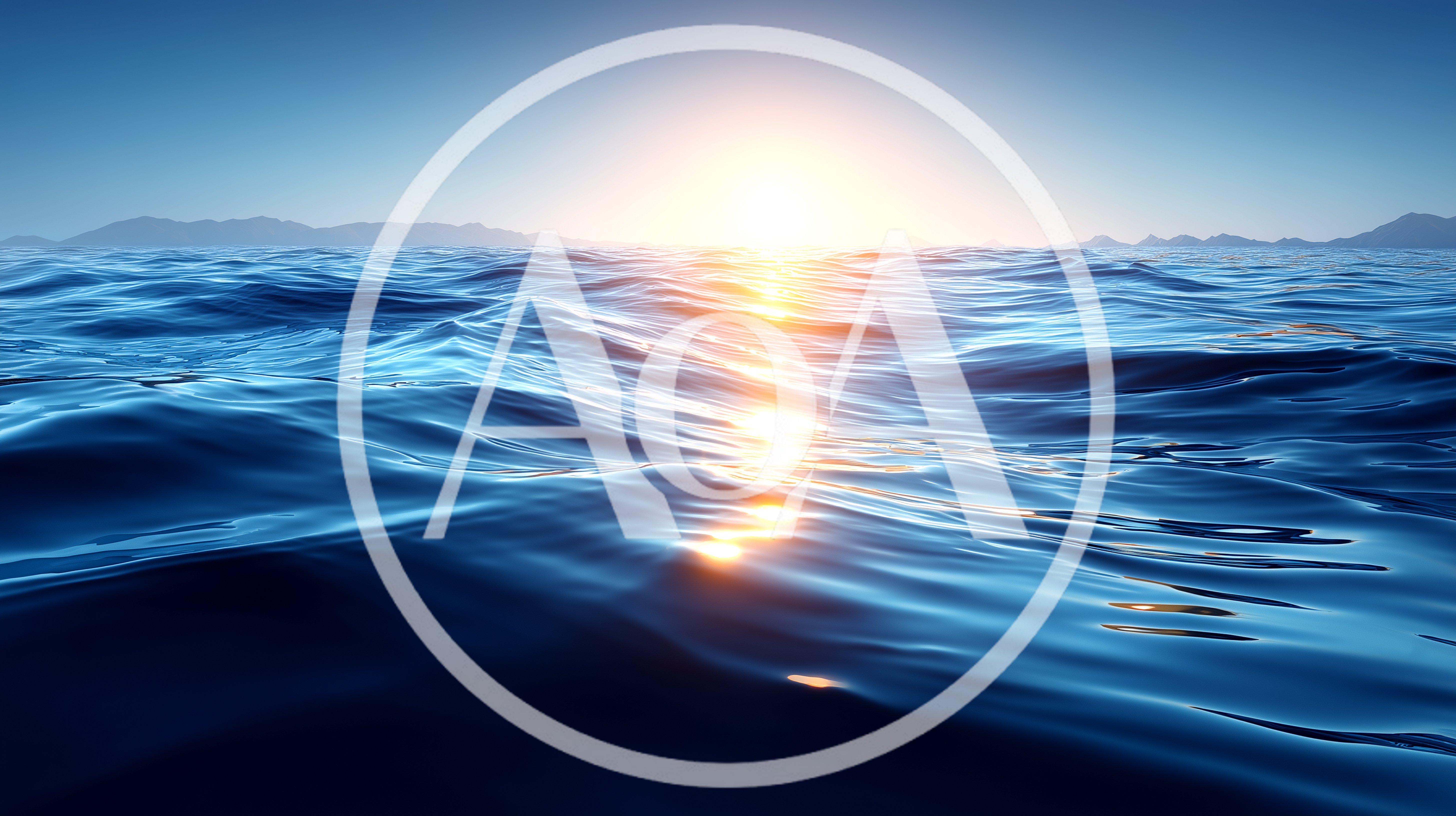 Calm Ocean Waves At Sunset With Distant Mountains