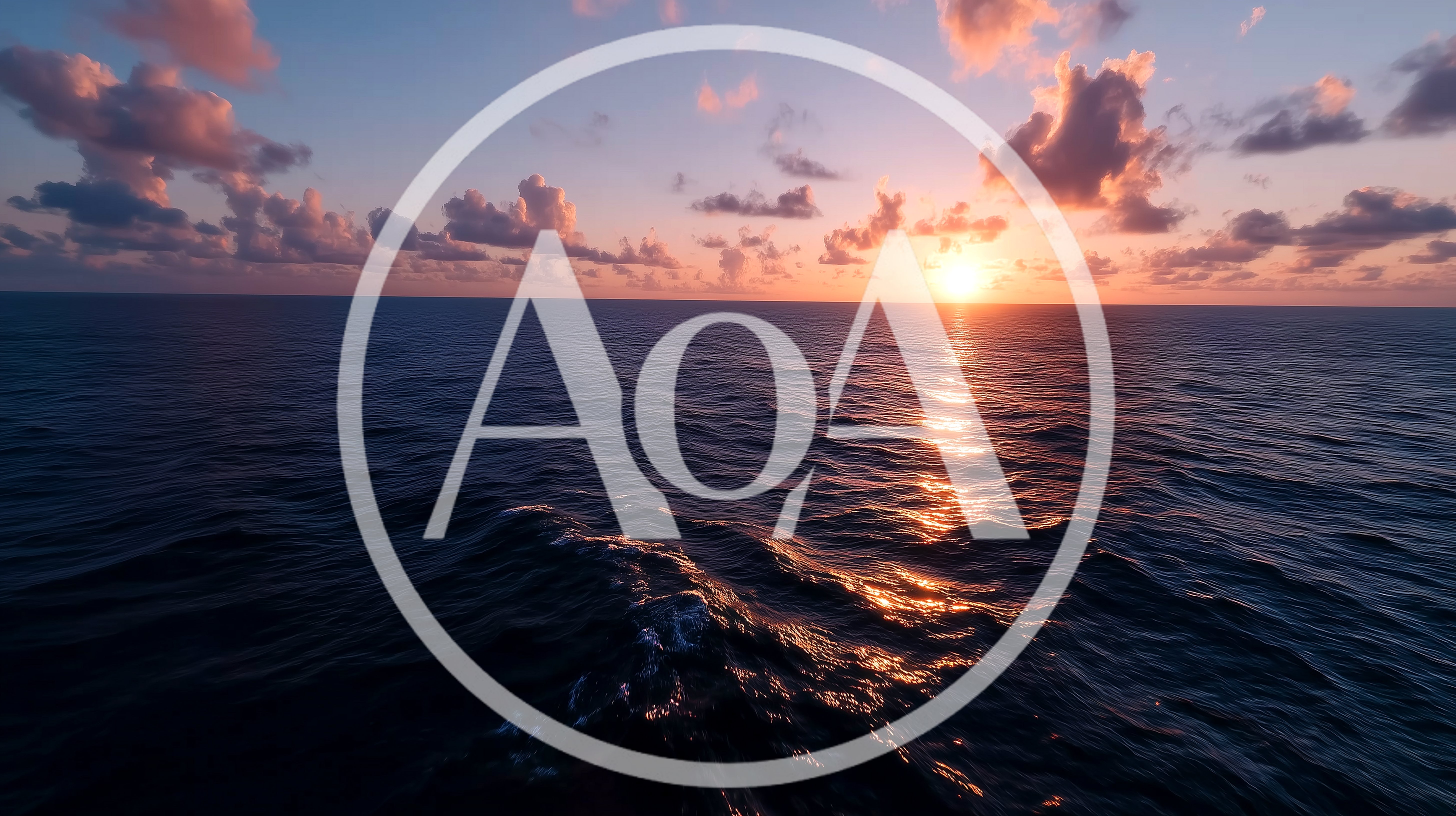 Aerial View Of Ocean Sunset Over Calm Waters