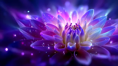 Glowing Purple Dahlia Flower With Magical Sparkles