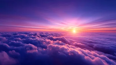 Aerial View Of Clouds At Sunset