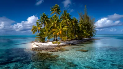 Tropical Island With Palm Trees In The Ocean