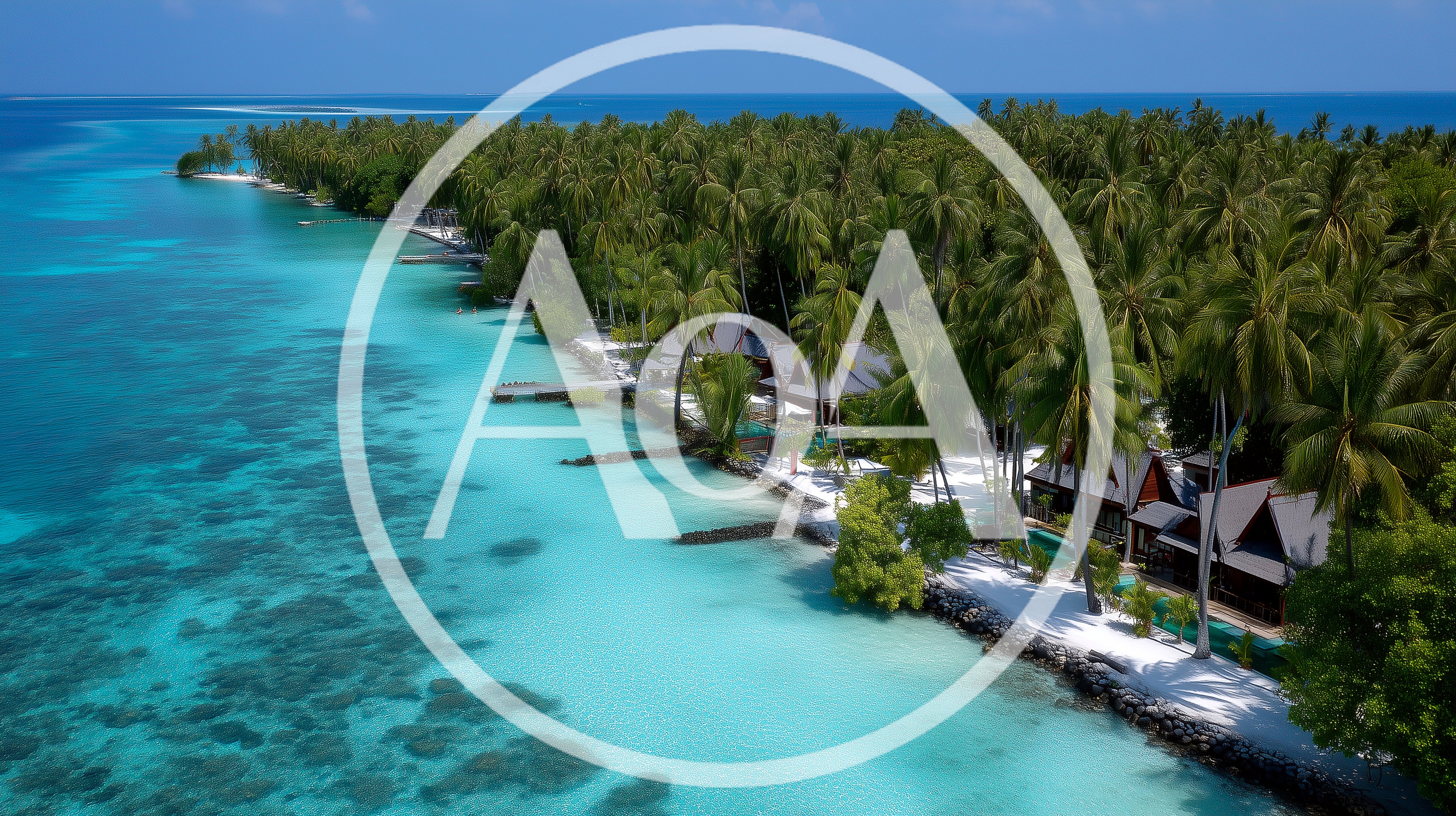 Aerial View Of Tropical Island Resort In Maldives