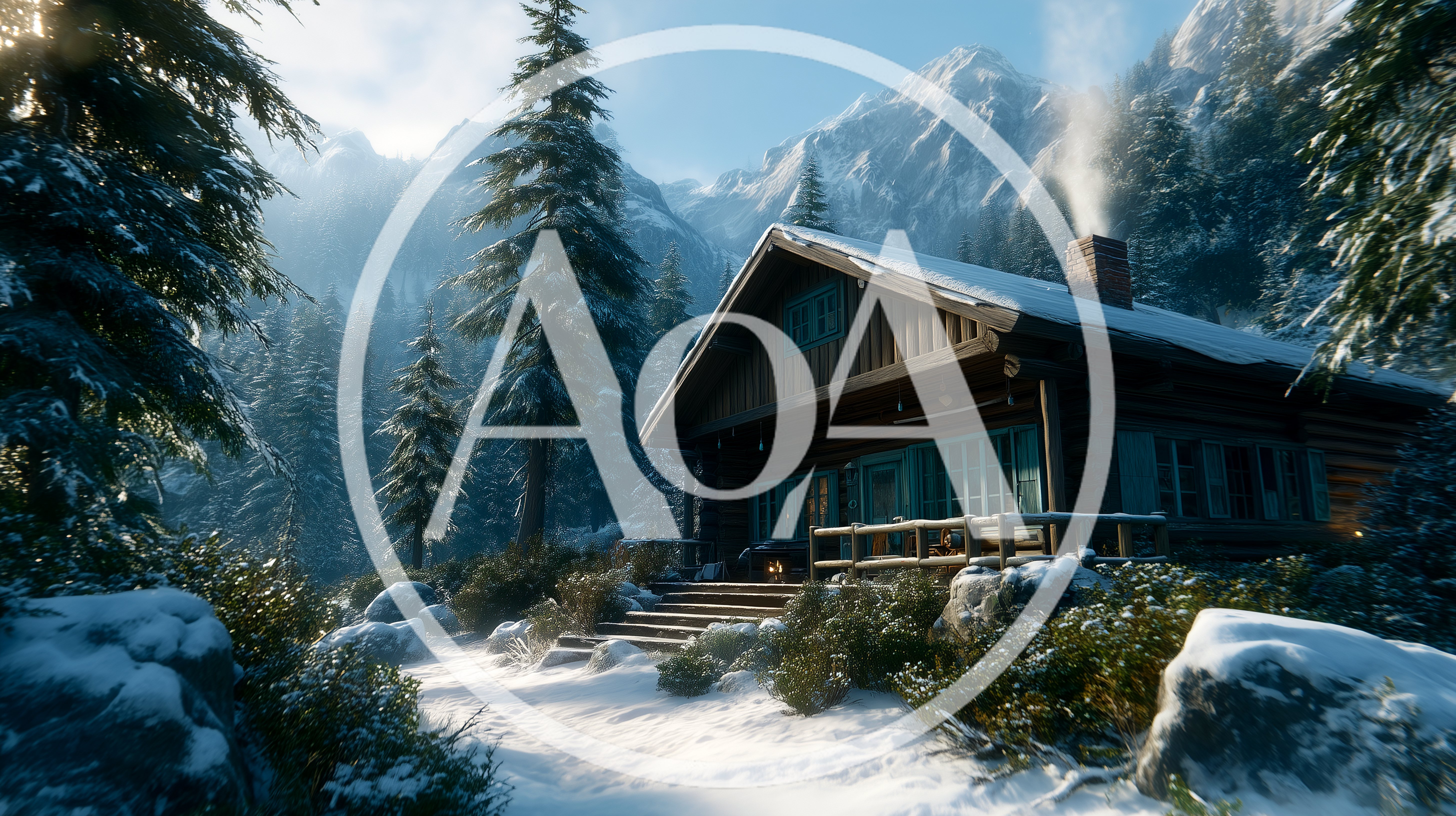 Cozy Log Cabin In Snowy Mountain Forest