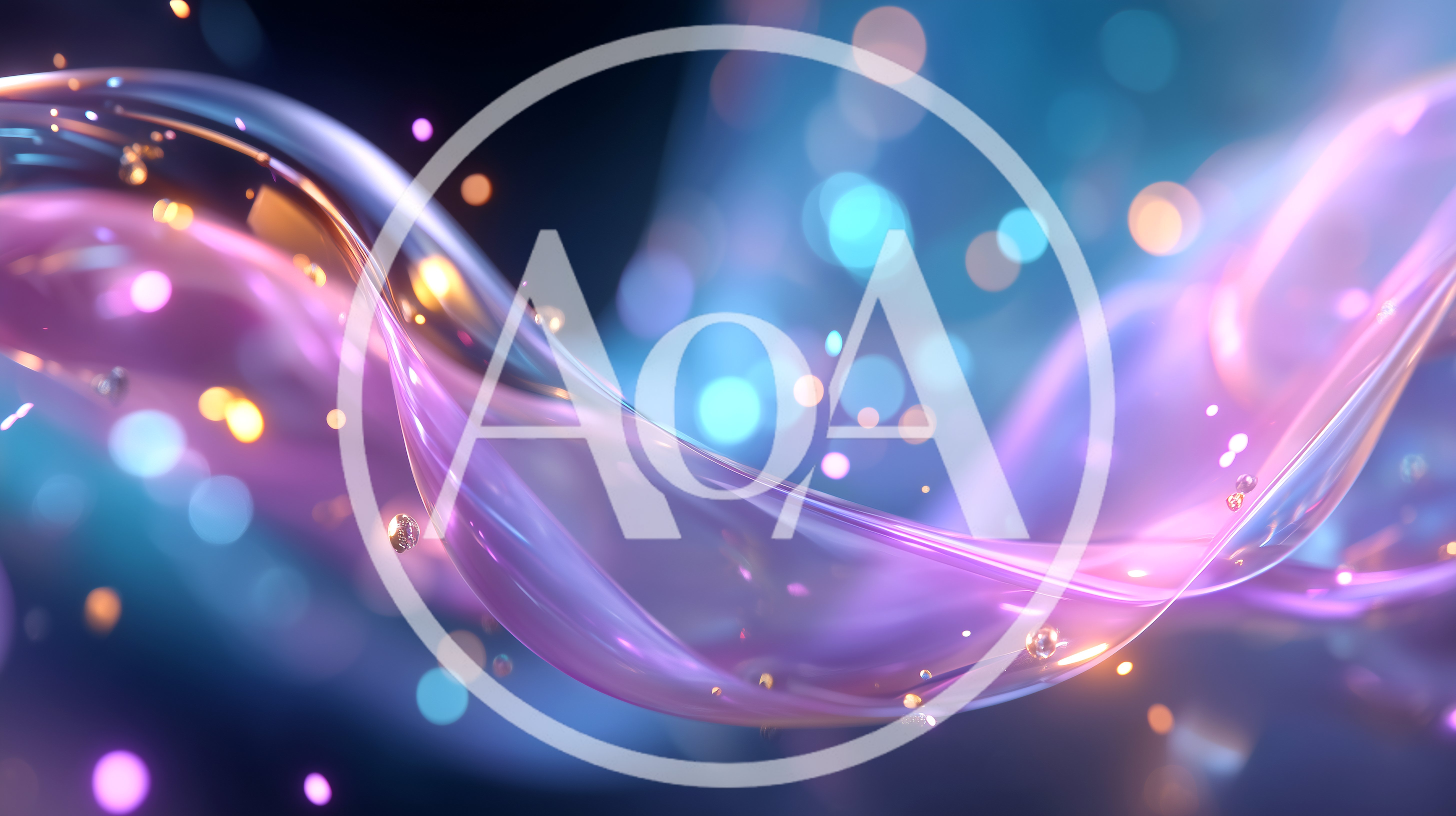 Abstract Flowing Liquid Ribbon With Glowing Particles