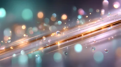 Abstract Background With Floating Spheres And Light Streaks