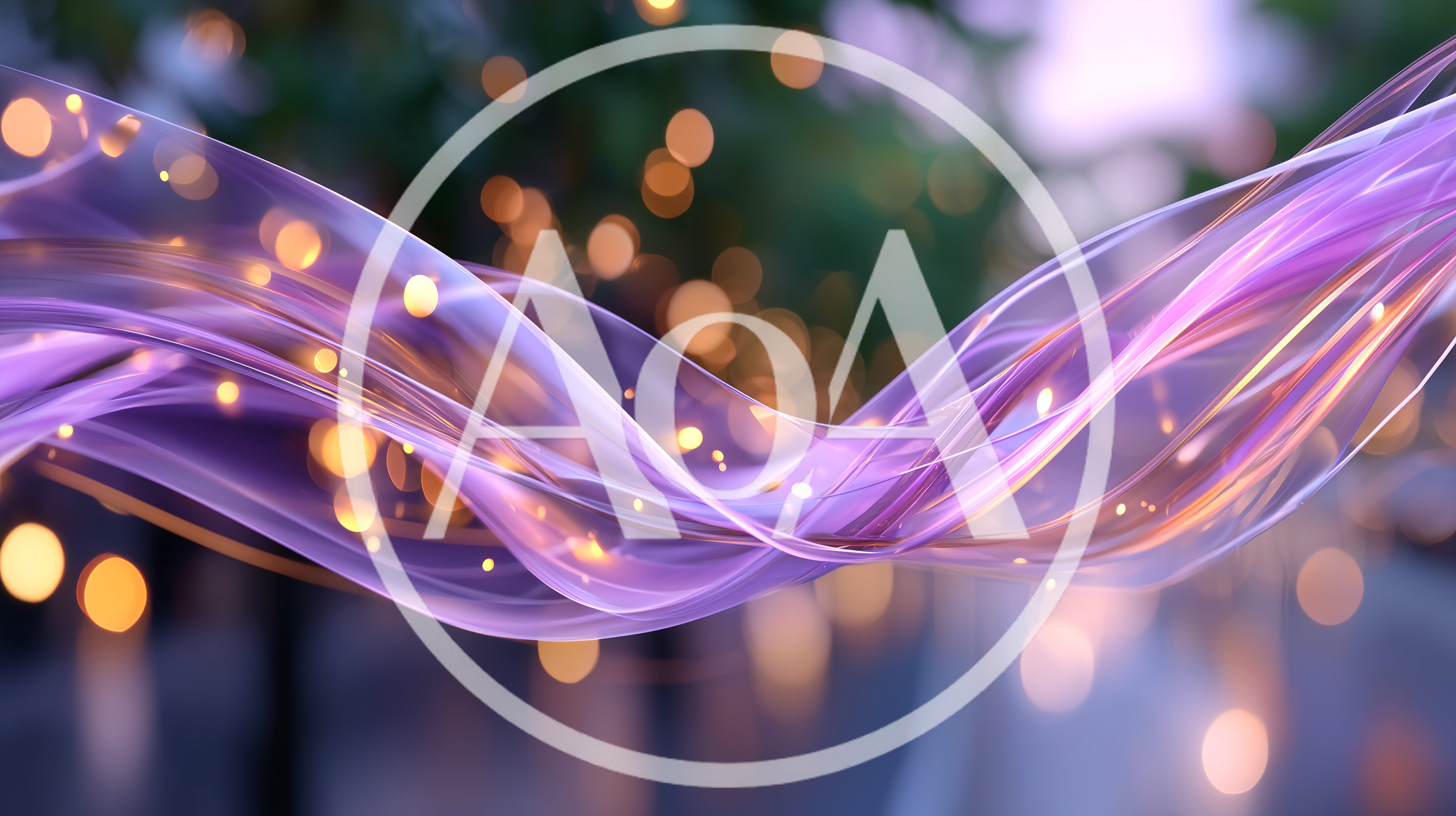 Abstract Purple Silk Ribbon Flowing With Bokeh Lights