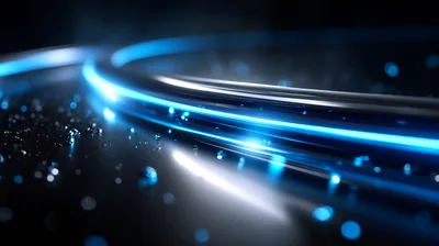 Abstract Glowing Blue Light Trails On Dark Surface
