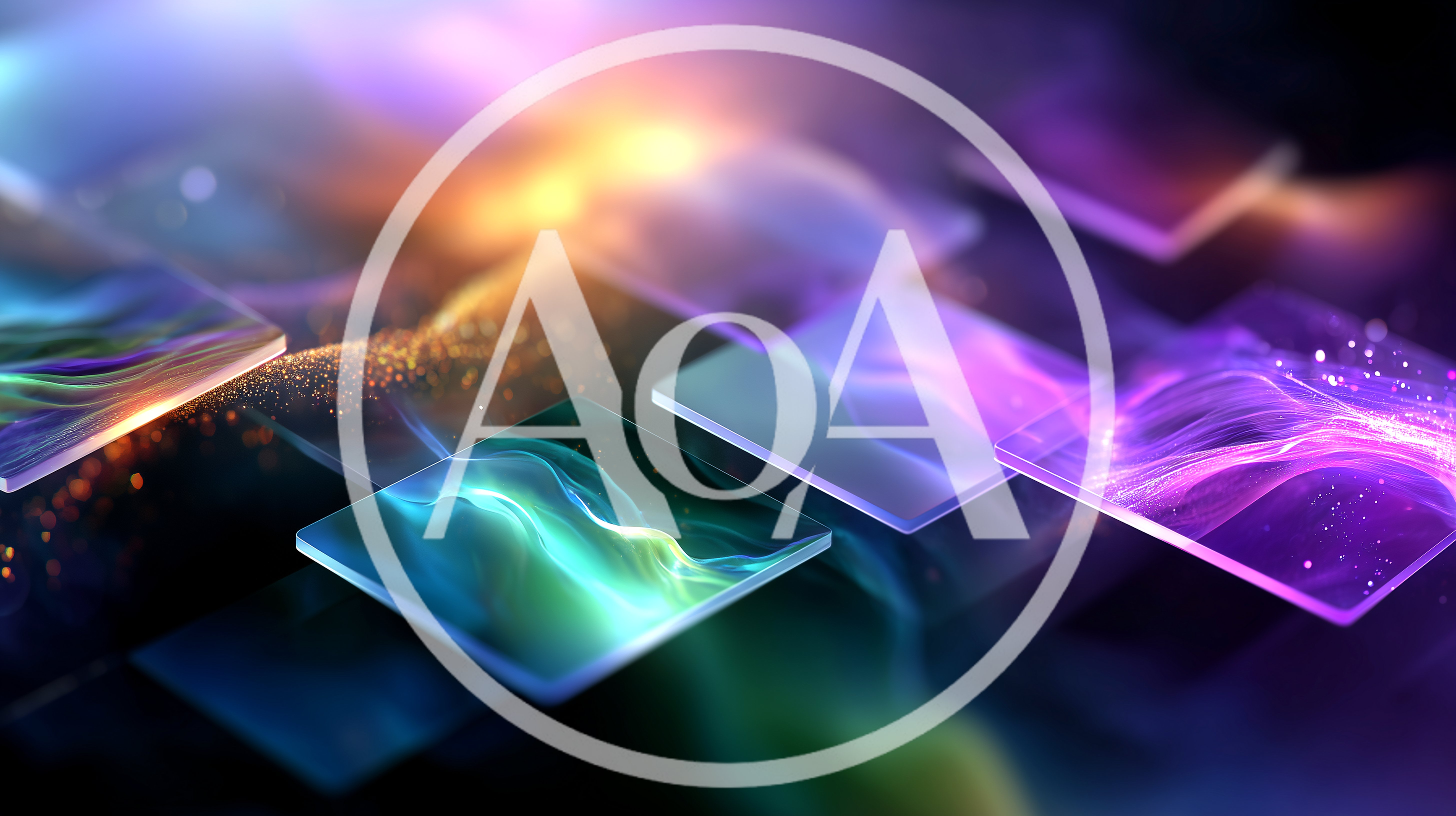 Abstract Glowing Glass Squares With Flowing Light Waves
