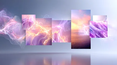 Abstract Floating Rectangular Panels With Ethereal Light Effects