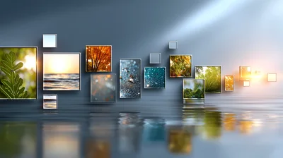 Floating Digital Frames With Nature Imagery Over Water