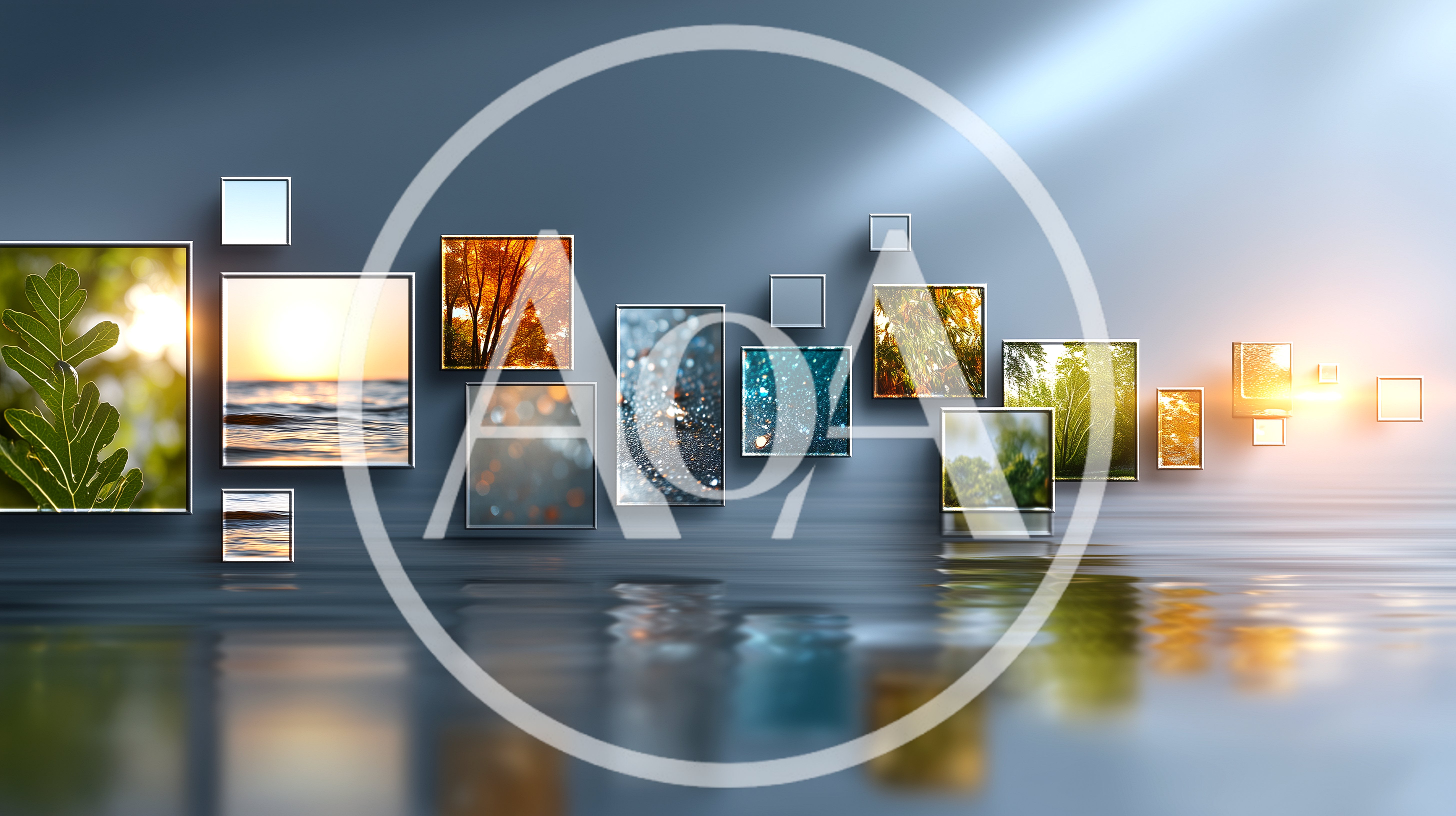 Floating Digital Frames With Nature Imagery Over Water