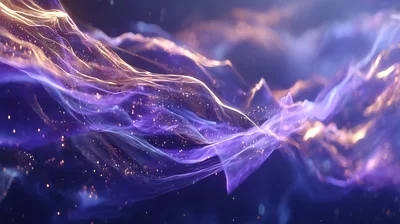 Abstract Flowing Purple And Gold Energy Waves