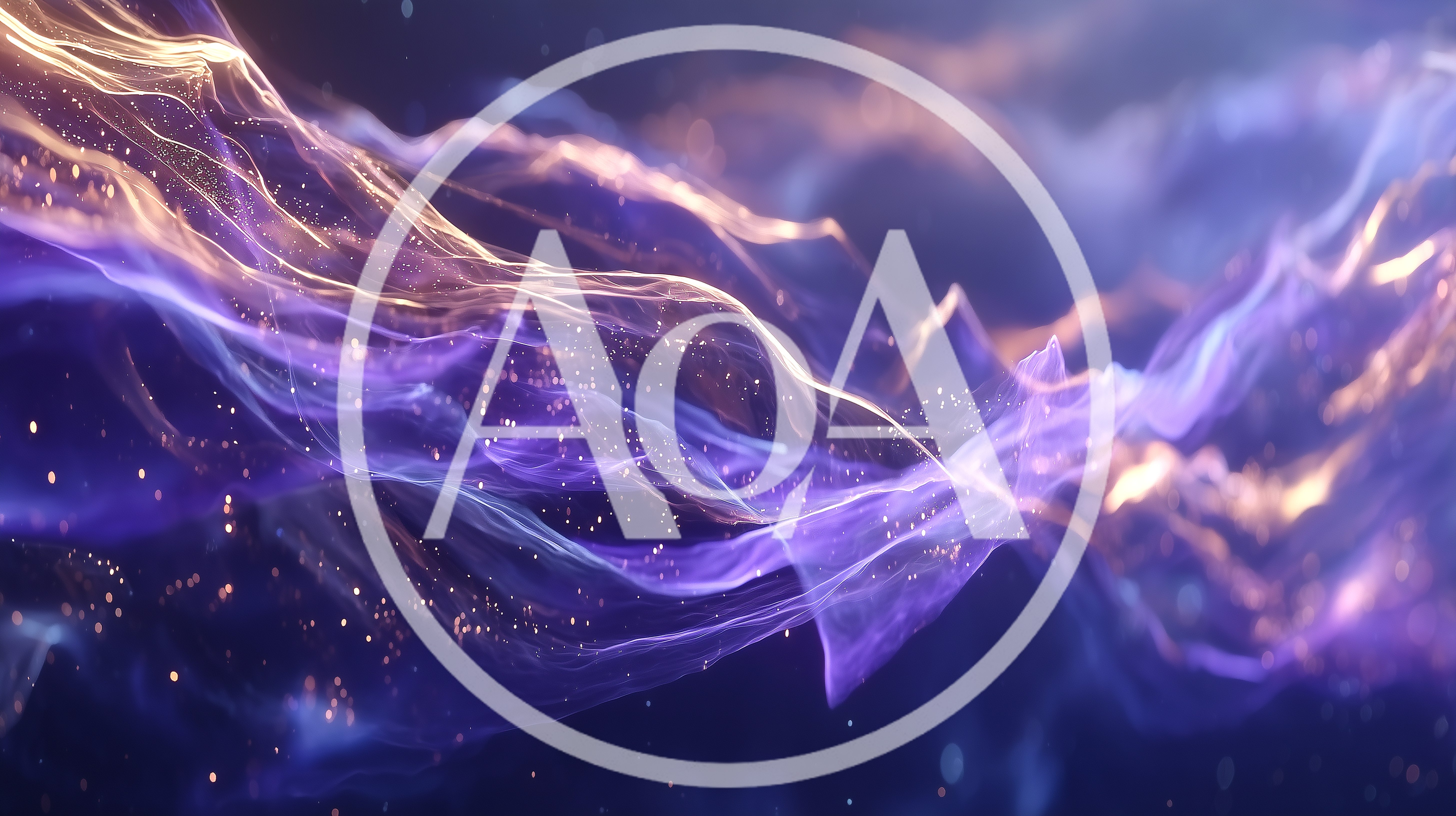 Abstract Flowing Purple And Gold Energy Waves