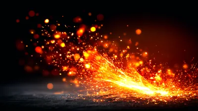 Bright Orange Sparks Flying From Metal Grinding