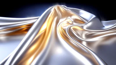Abstract Liquid Metallic Gold And Silver Fabric Waves
