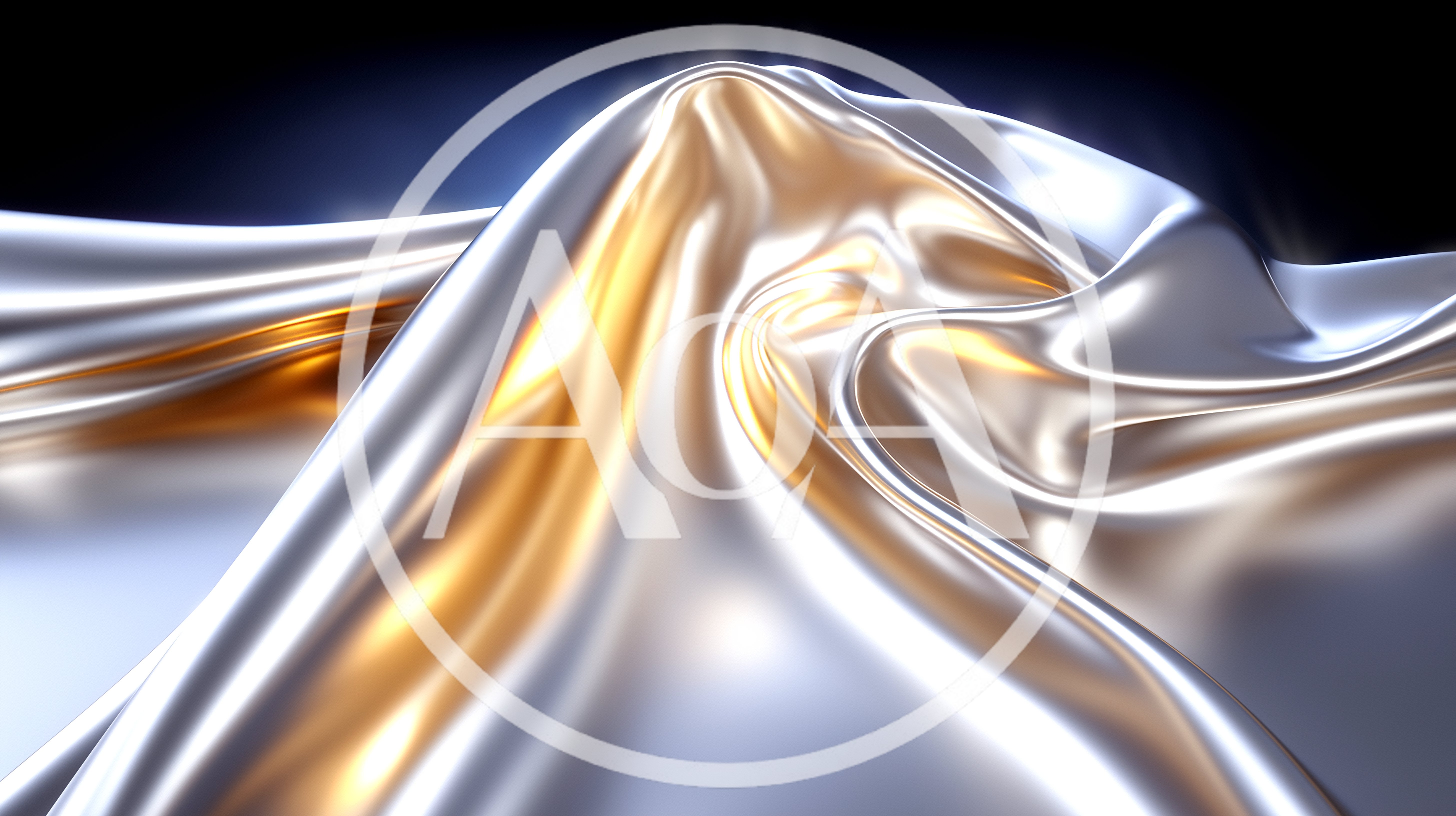 Abstract Liquid Metallic Gold And Silver Fabric Waves