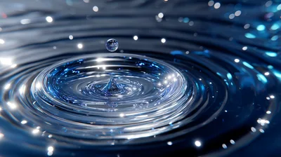 Single Water Droplet Creating Concentric Ripples