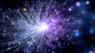 Abstract Fiber Optic Light Strands Glowing