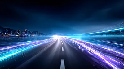 Futuristic Highway With Motion Blur Light Trails