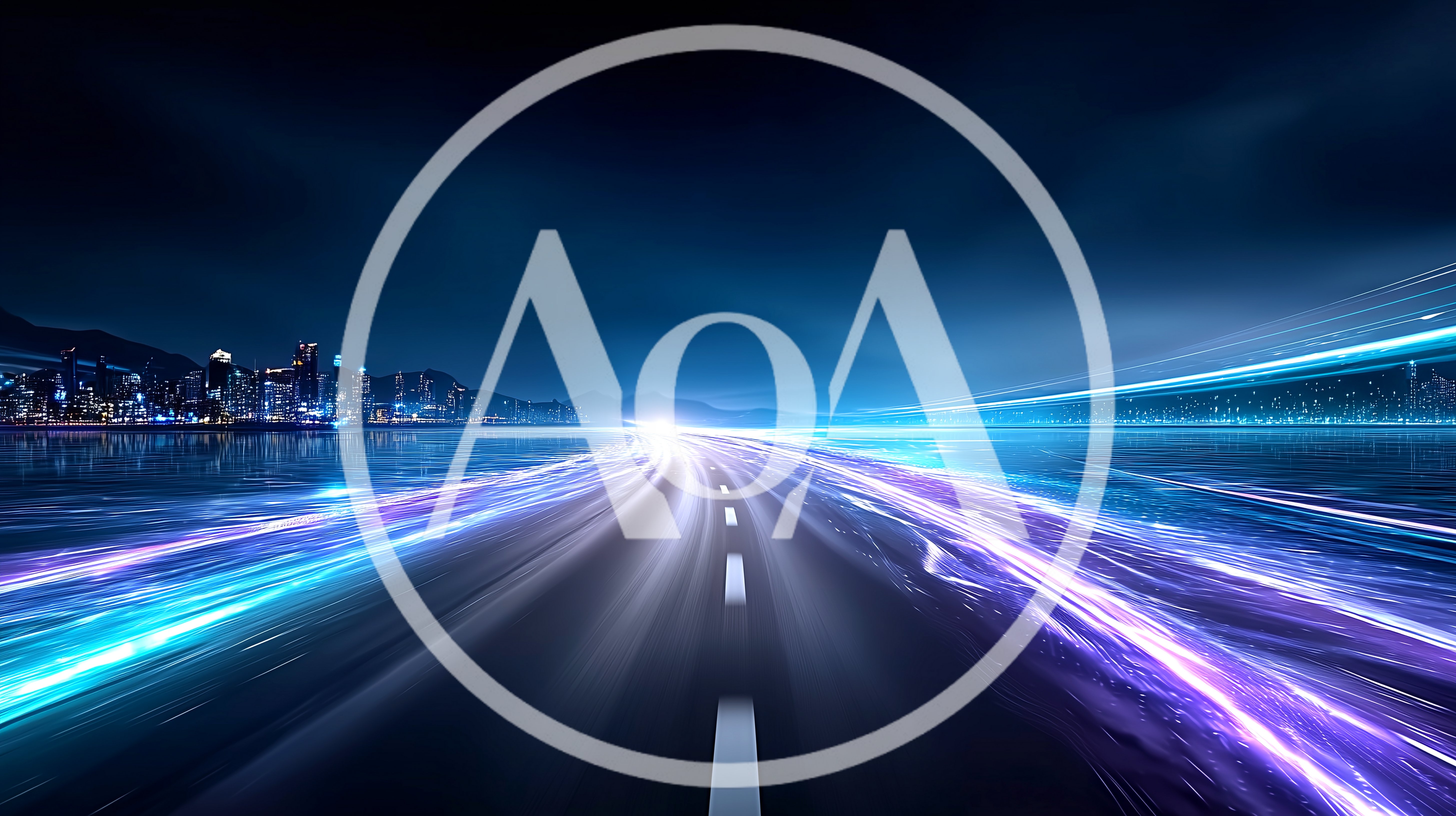 Futuristic Highway With Motion Blur Light Trails