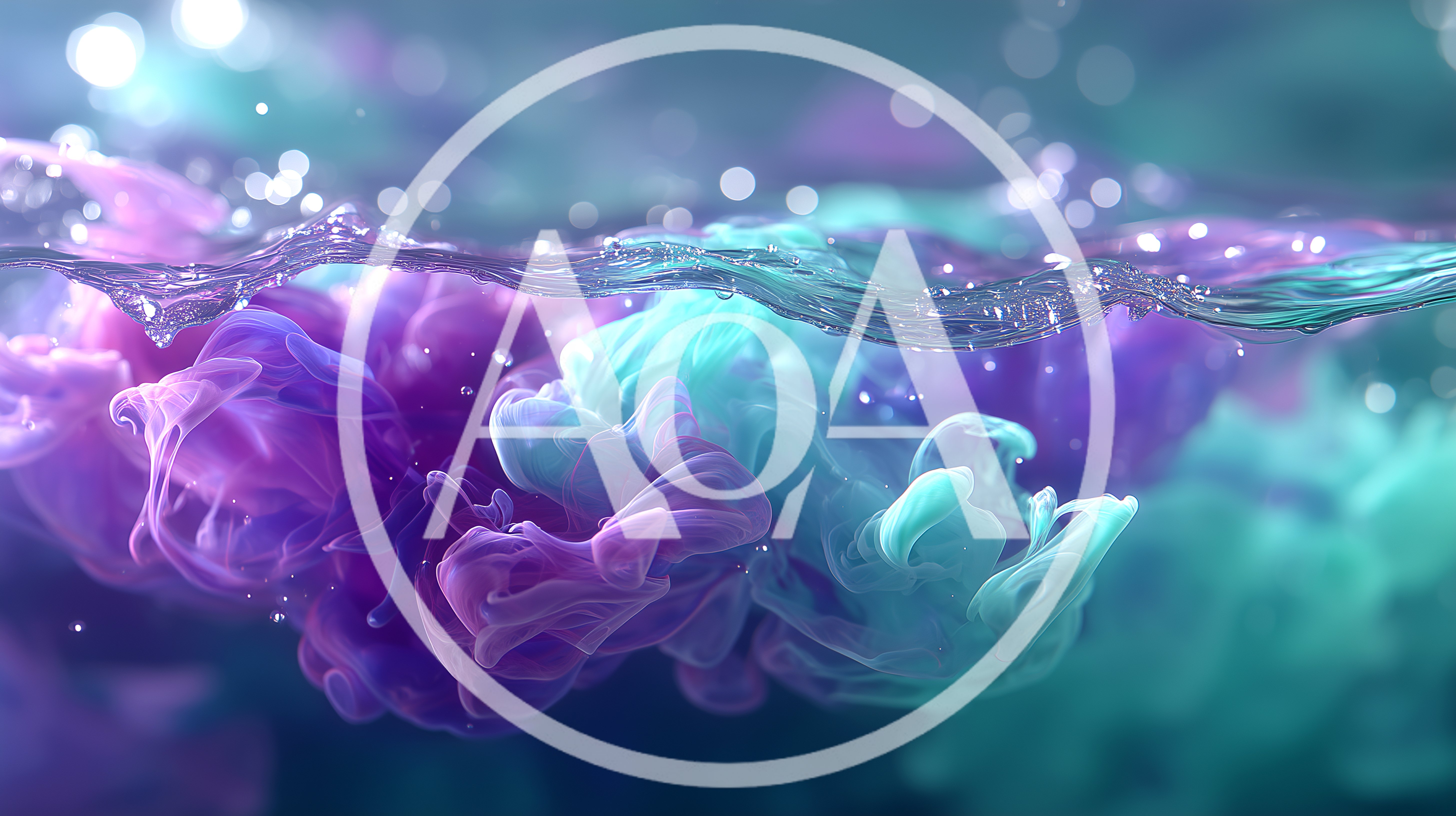 Abstract Purple And Teal Ink Swirls In Water