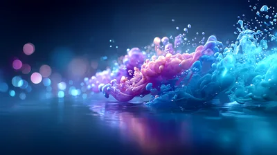 Abstract Blue And Pink Ink Swirls In Water