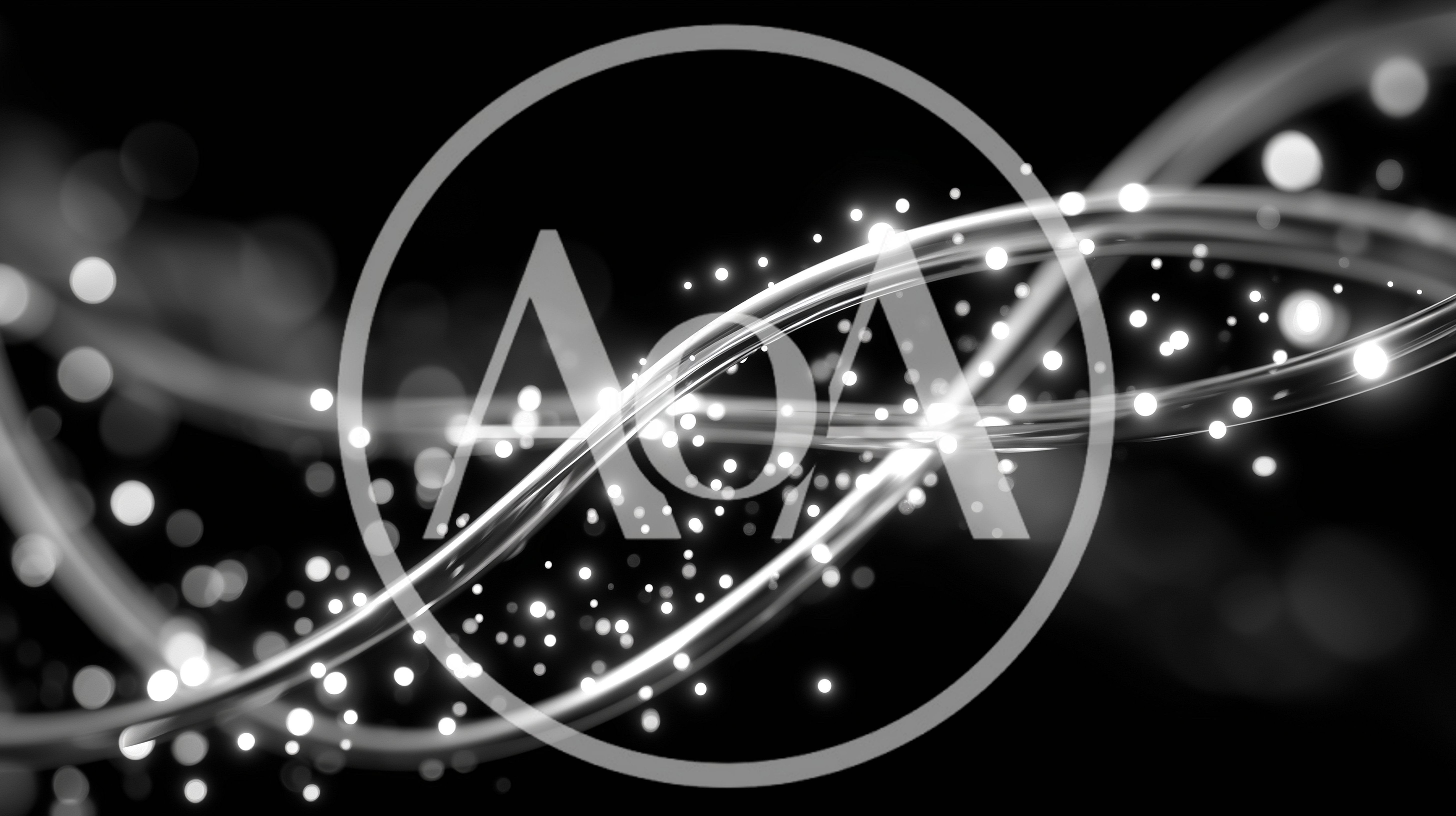 Abstract Glowing Silver Light Trails With Bokeh Particles