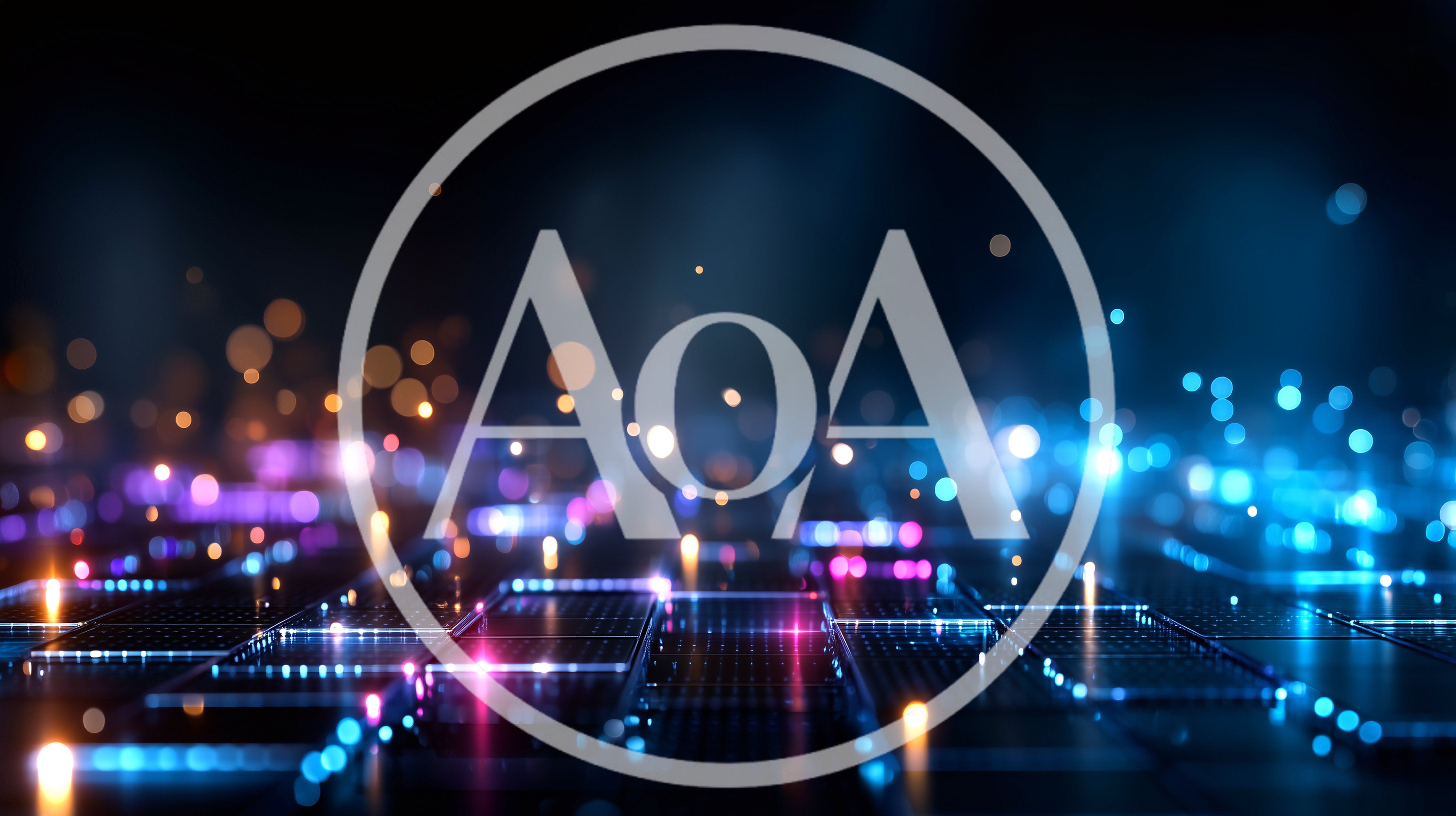Abstract Digital Grid With Glowing Particles