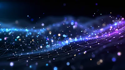 Abstract Digital Network With Floating Glowing Particles