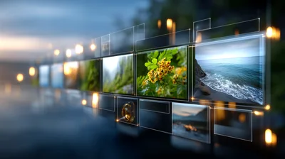 Digital Interface Displaying Multiple Nature Photography Frames