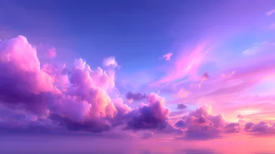 Vibrant Purple And Pink Sunset Clouds Over Horizon