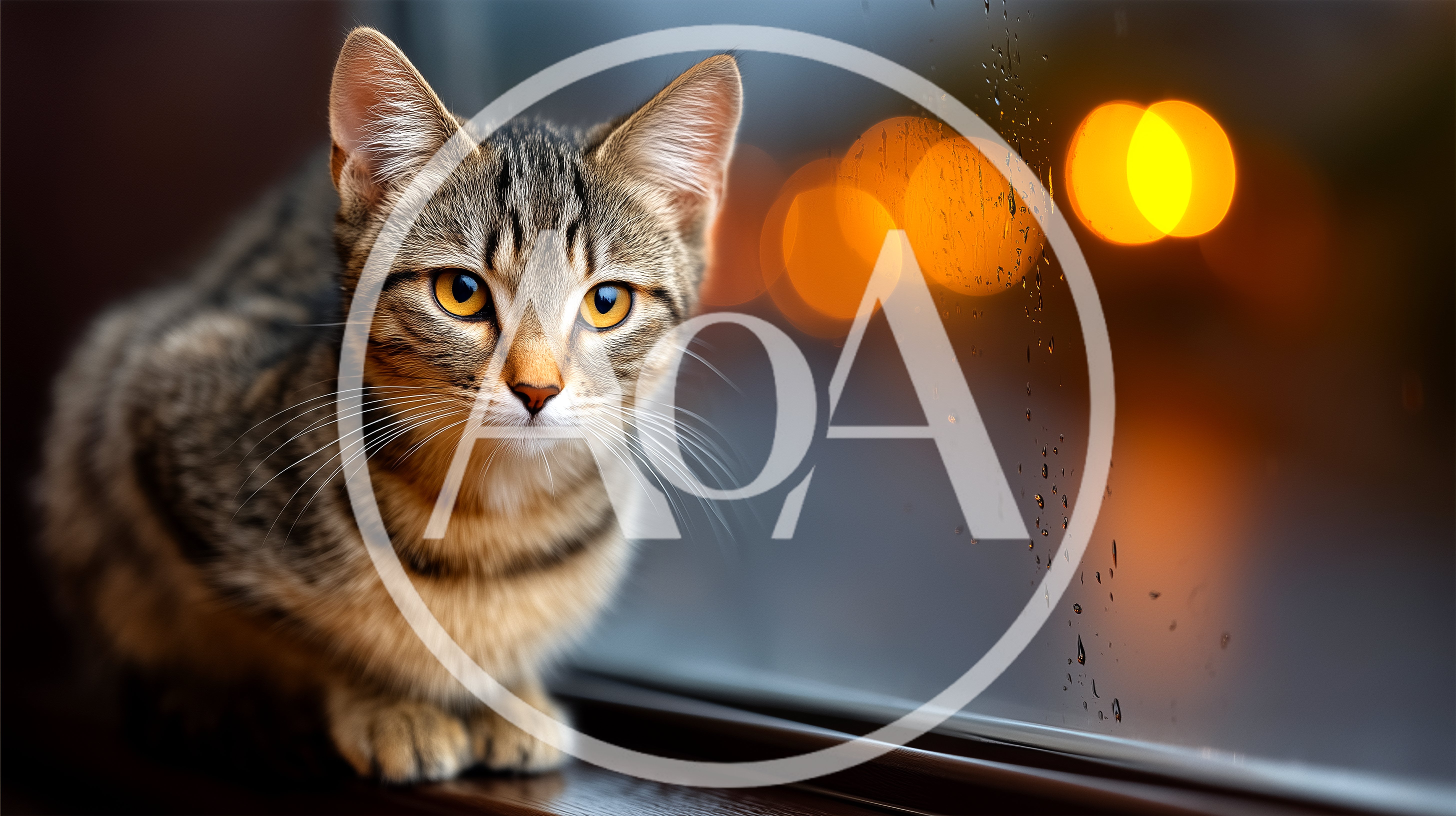Tabby Cat Sitting By A Rainy Window