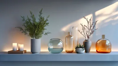 Minimalist Shelf Decor With Vases And Plants